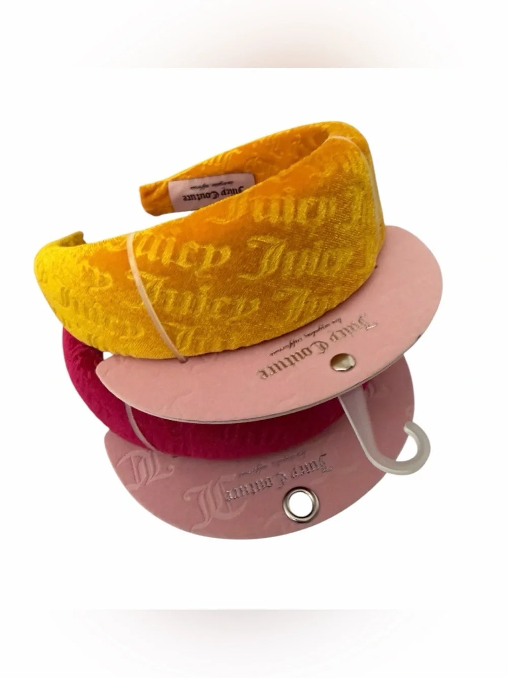 Juicy Couture Yellow and Hot Pink Padded Velvet Headbands